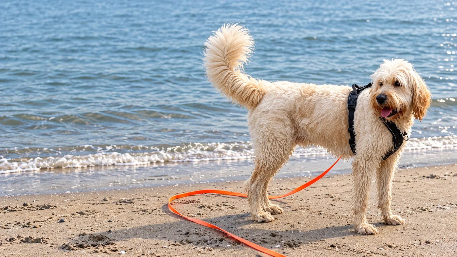 Goldendoodle am Strand